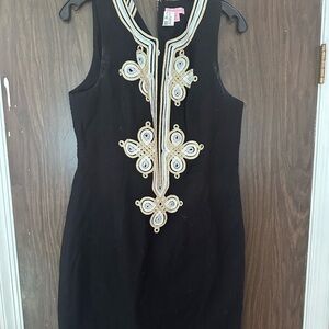 Lilly Pulitzer Black Dress with Gold Embroidery shift dress